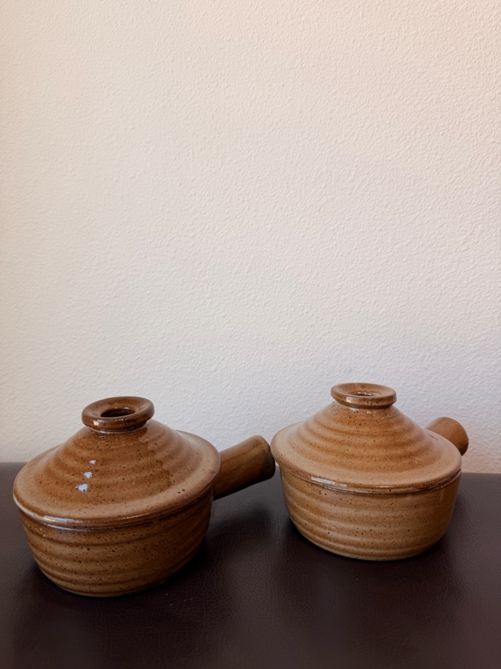 Stoneware Covered Bowl in Speckled Tan Glaze